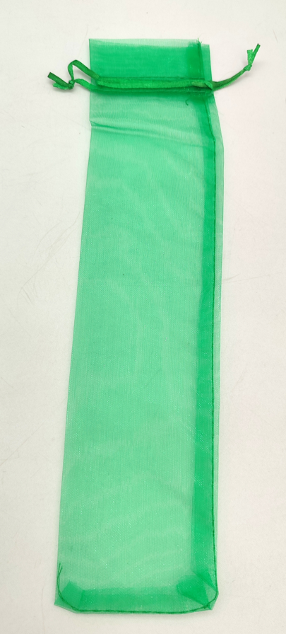Lote 98 bolsas de organza abanicos 7 x 28,5 cm verde