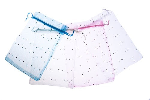 Bolsa de organza lunares plateados 10 x 15 rojo