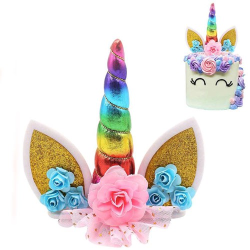 Cake topper unicornio arcoiris decoración tartas