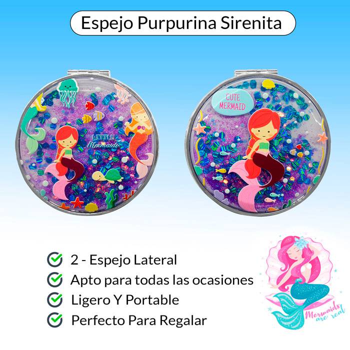 Espejo purpurina sirenita
