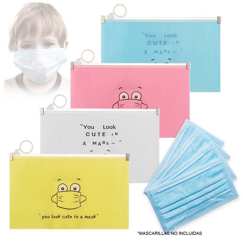 Estuche PVC portamascarillas "Happy mask" 20 x 13 cm