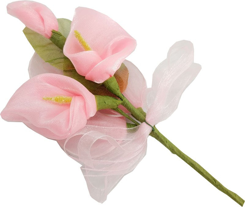 Ramillete de tela lirio rosa