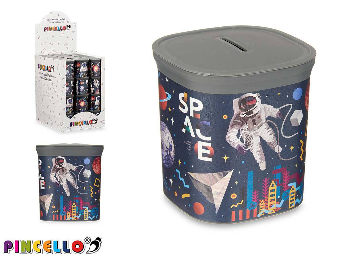 Hucha plástico cuadrada astronauta
