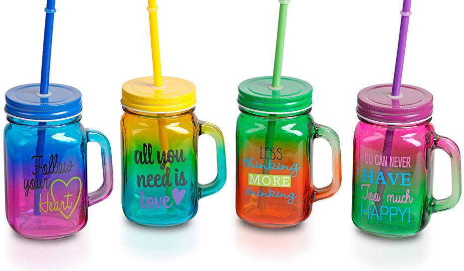 Jarra de cristal con caña multicolor all you need
