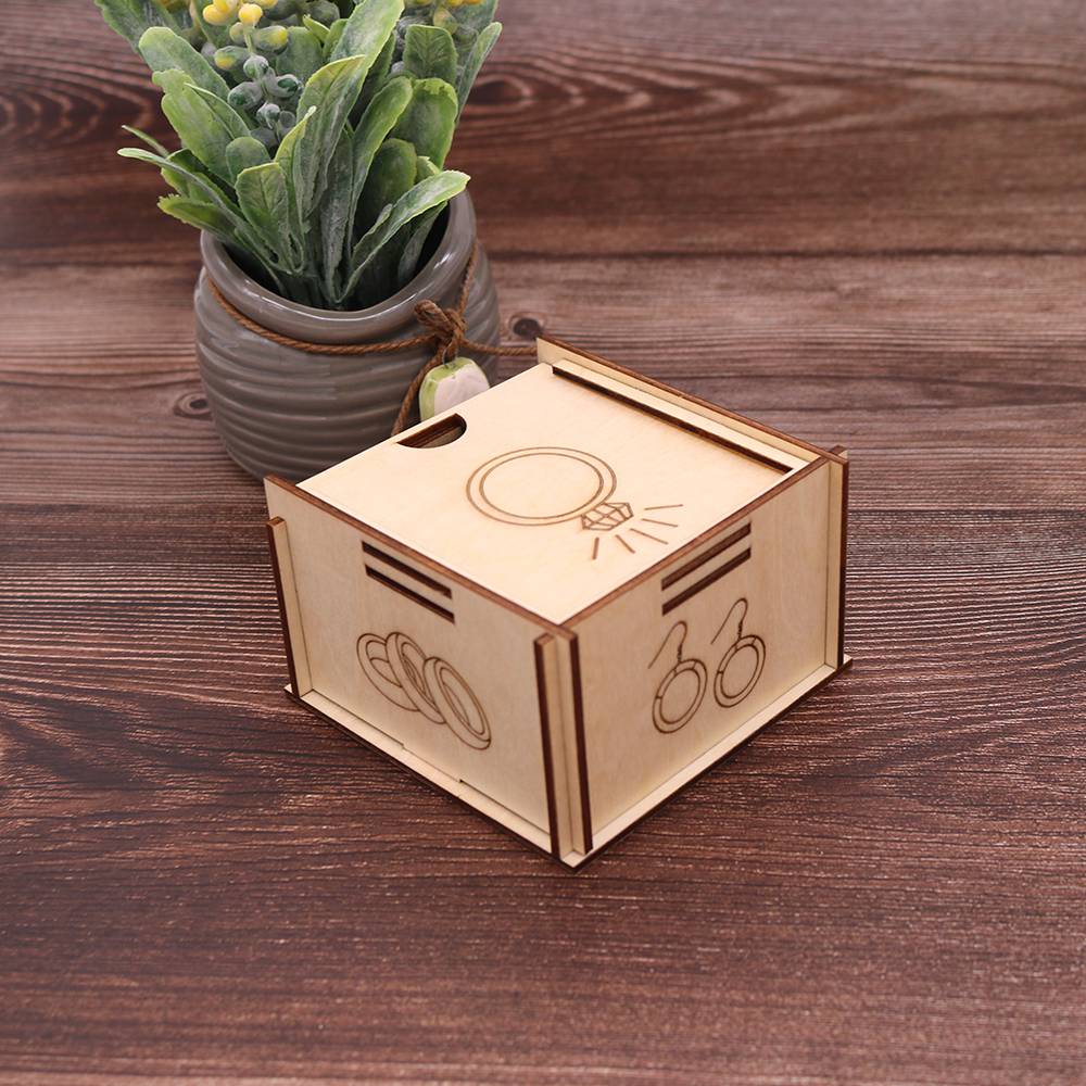 Joyero de madera natural anillos