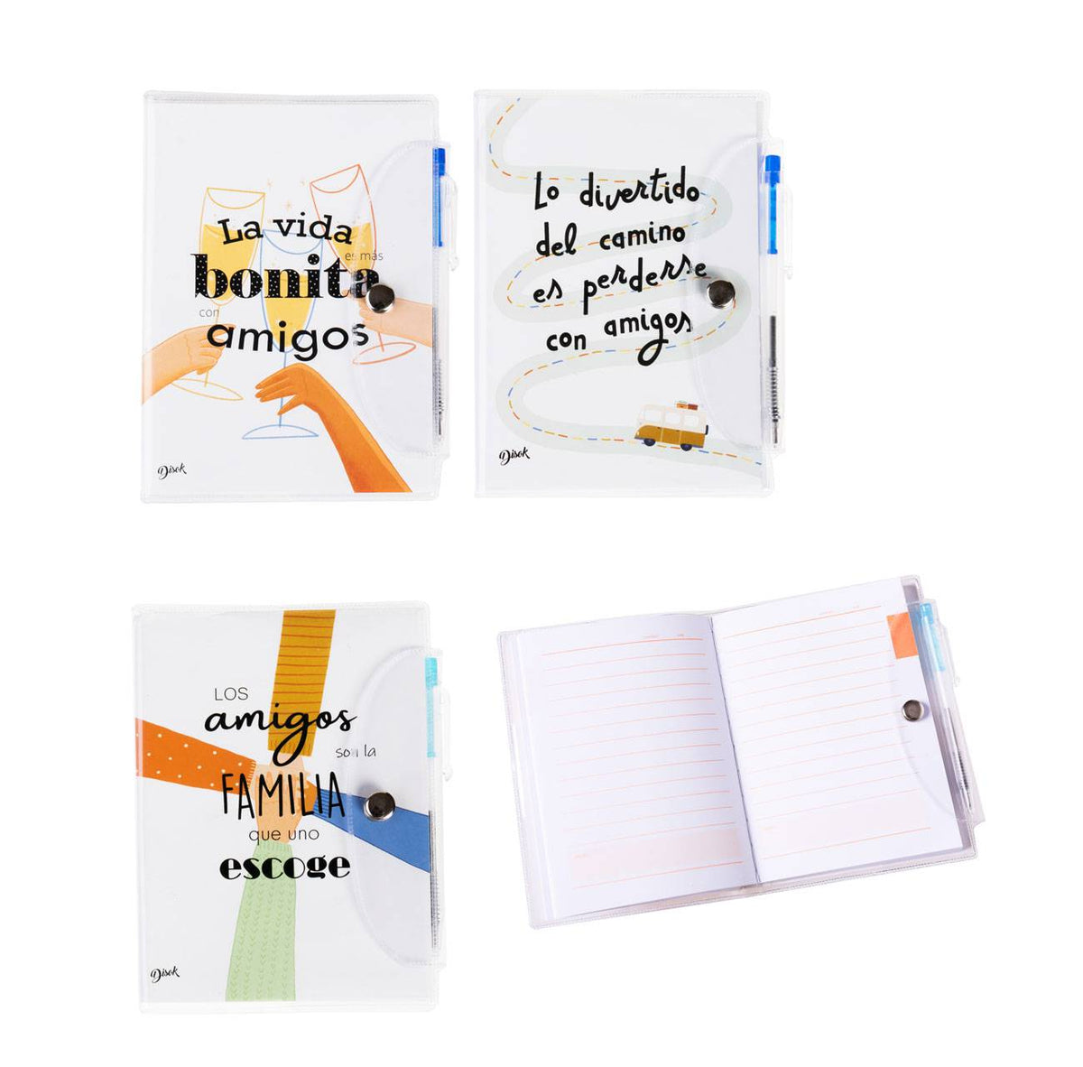 Libreta notas PVC amigos con bolígrafo