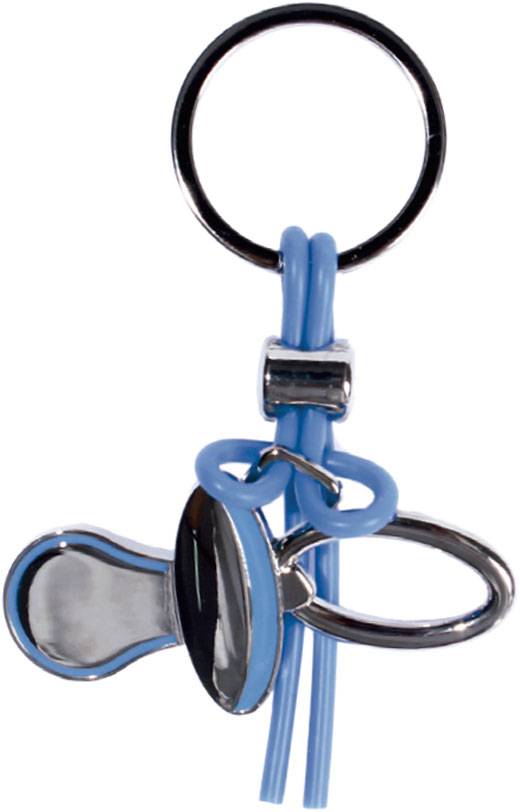 Llavero forma chupete azul en caja de regalo