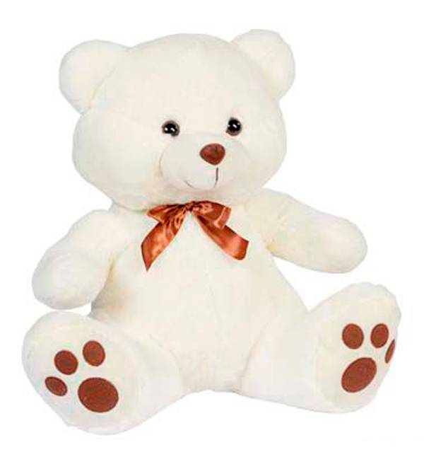 Oso huellas con lazo beige