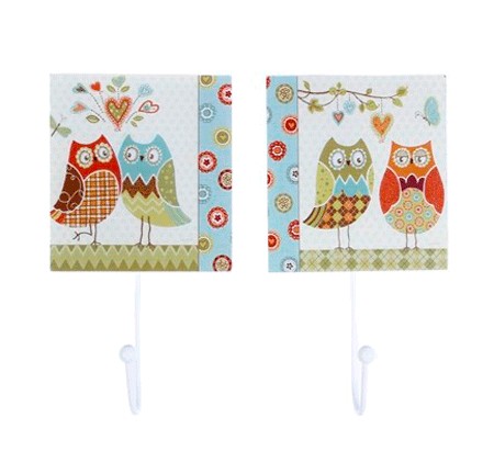 Percha cerámica decoración "Búhos"