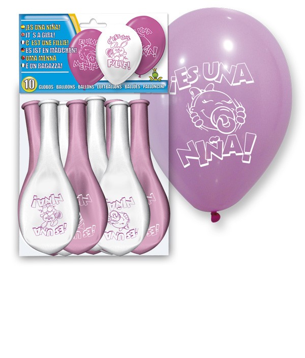 Set 10 globos "Es una niña"