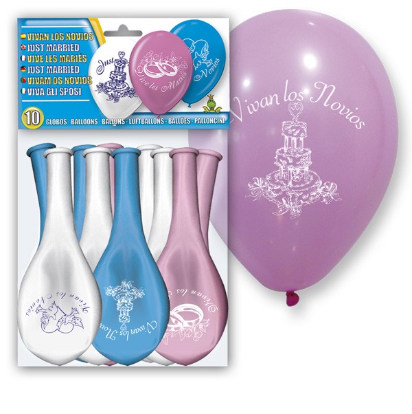 Set 10 globos "Vivan los novios"