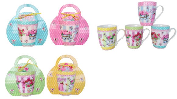 Set 12 tazas flores presentada en original