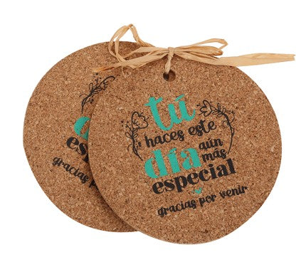 Set 2 posavasos corcho frases