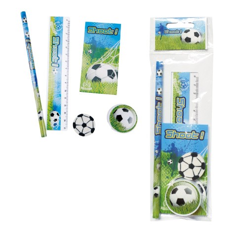Set 5 piezas papelería fútbol de regalo