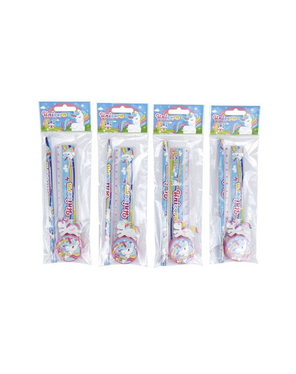 Set 4 piezas papelería unicornio de regalo