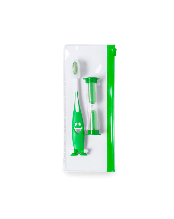 Set cepillo de dientes y reloj de arena en estuche