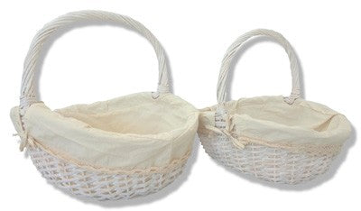 Juego de 2 cestas mimbre ovaladas beige
