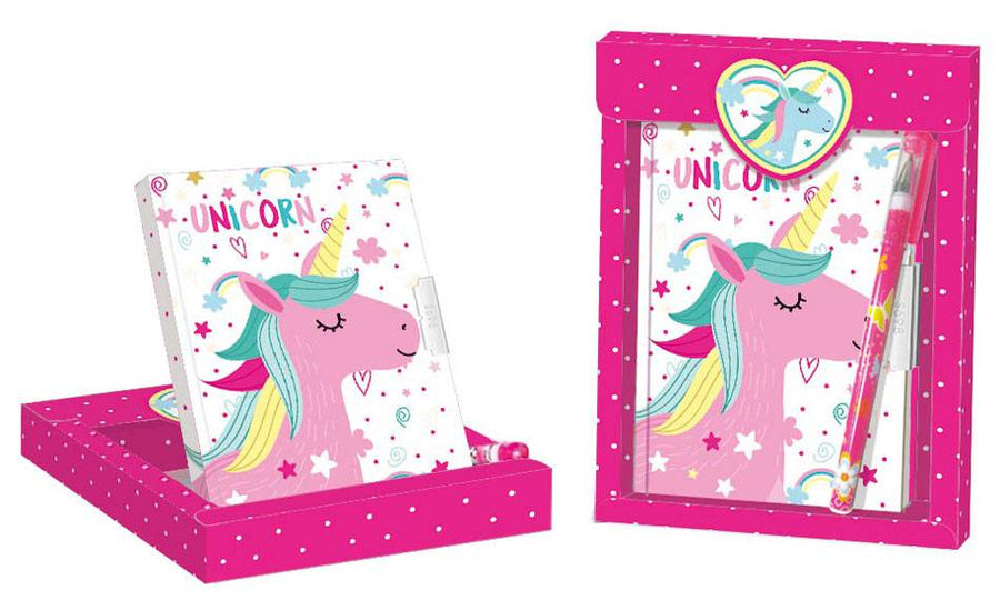 Set de regalo diario + bolígrafo unicornio