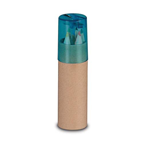 Set estuche 6 pinturas + sacapuntas azul