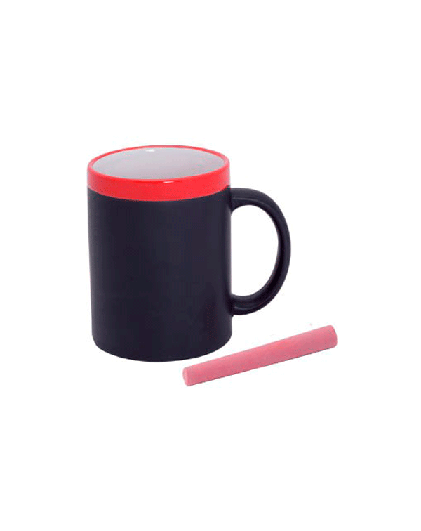 Taza pizarra cerámica en cajita individual rojo