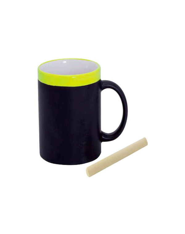 Taza pizarra cerámica en cajita individual amarillo