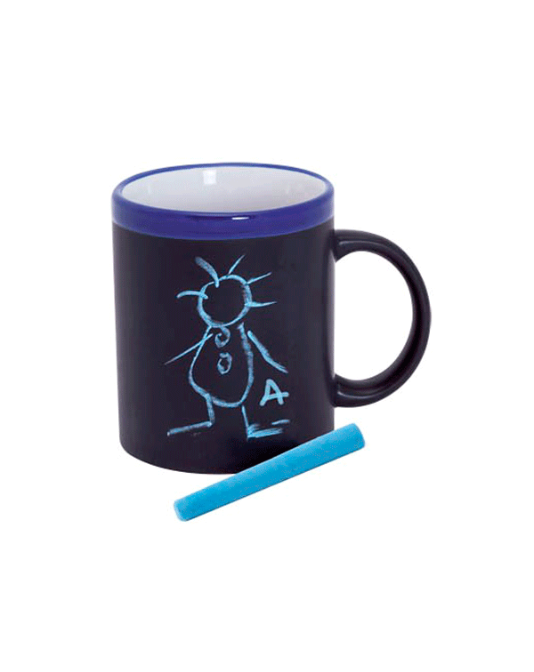 Taza pizarra cerámica en cajita individual azul
