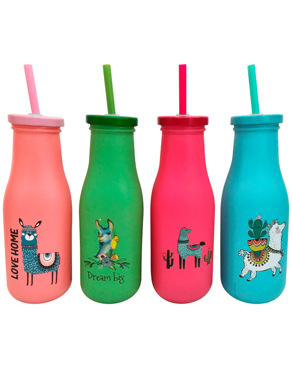 Botella cristal llamas